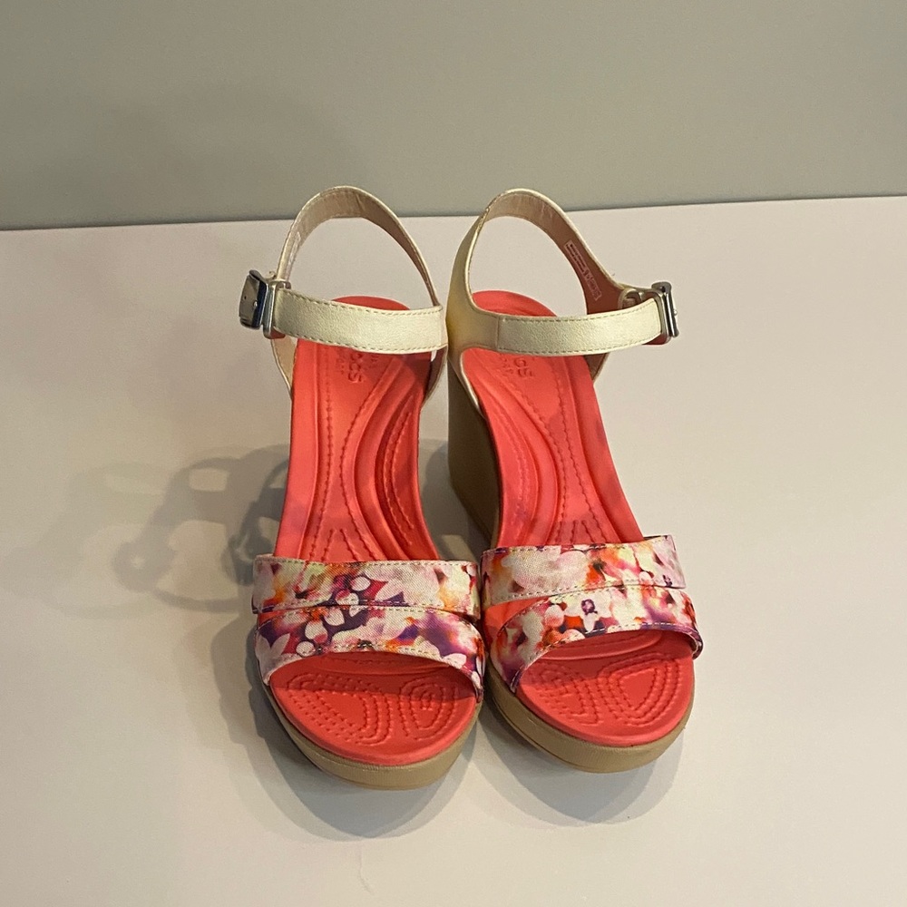 Crocs floral wedge sandals